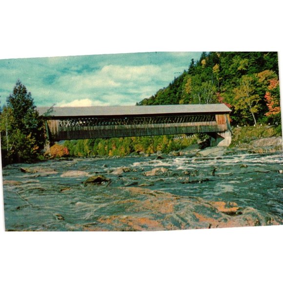 Bethlehem Pennsylvania Covered Bridge Postcard River New Hampshire New England - Picture 1 of 2